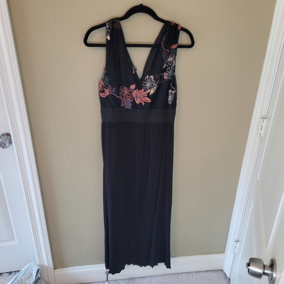Lapis black, orange, and green sleeveless  floral dress. - Picture 4 of 9